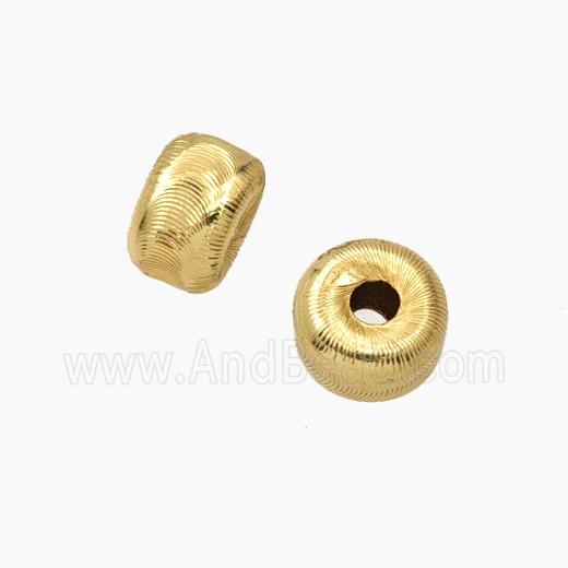 Copper Rondelle Beads Ribbed Gold Plated