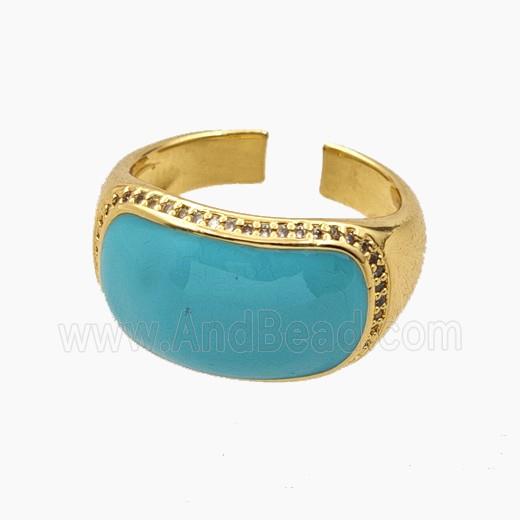 Copper Rings Turqblue Enamel Gold Plated