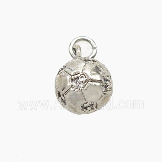Copper Football Pendant Pave Zirconia Sports Platinum Plated