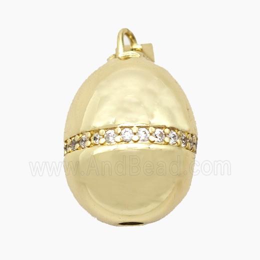 Copper Egg Pendant pave Zirconia Gold Plated