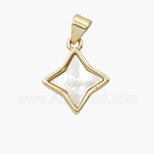 Copper Star Pendant Pave Shell Gold Plated
