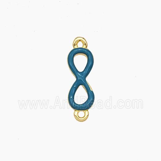 Copper Infinity Connector Teal Enamel Gold Plated