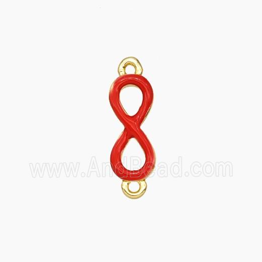 Copper Infinity Connector Red Enamel Gold Plated