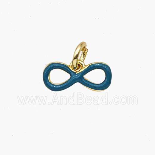 Copper Infinity Pendant Teal Enamel Gold Plated