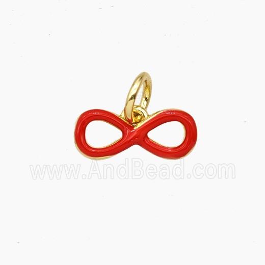 Copper Infinity Pendant Red Enamel Gold Plated