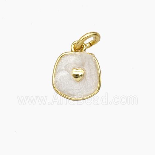 Copper Heart Pendant White Enamel Gold Plated