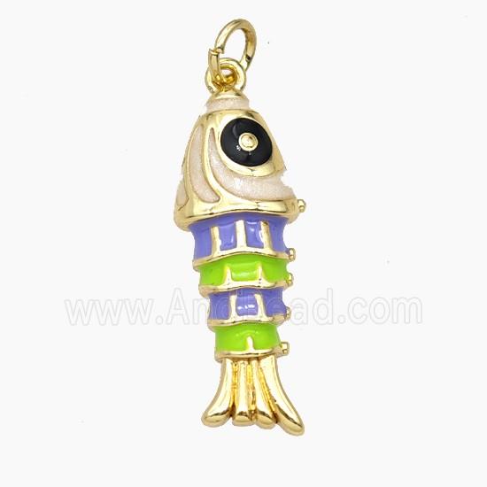 Copper Fish Pendant Multicolor Enamel Gold Plated