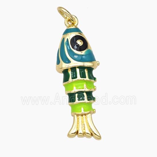 Copper Fish Pendant Multicolor Enamel Gold Plated