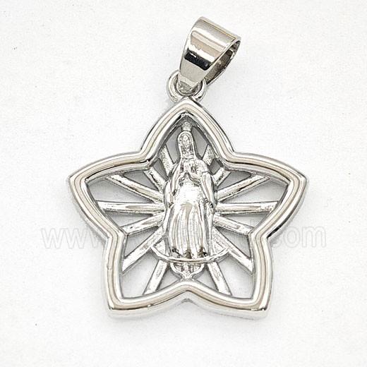 Copper Virgin Mary Star Pendant Platinum Plated