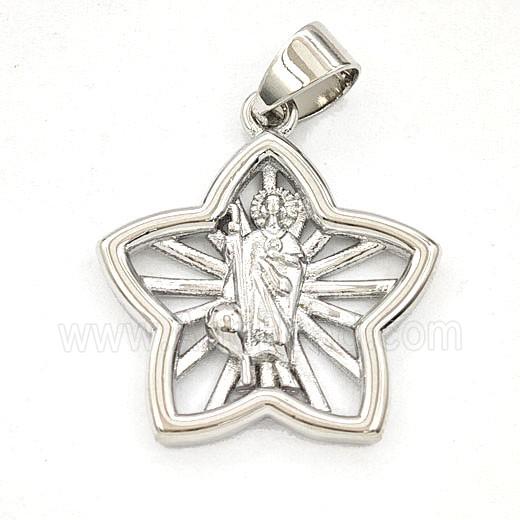 Copper Saint Jude Star Pendant Platinum Plated