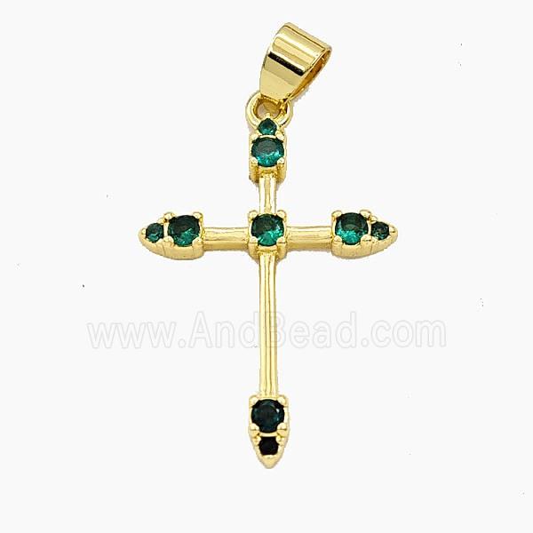 Copper Cross Pendnat Pave Zirconia Gold Plated