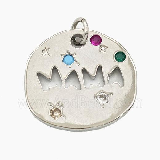 Copper MAMA Pendant Pave Zirconia Platinum Plated