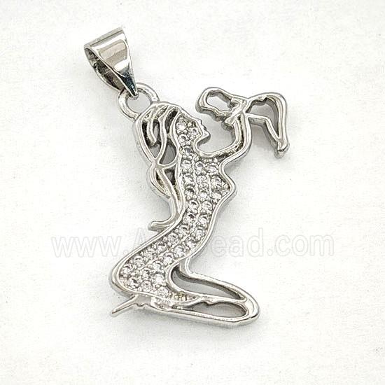 Copper Mother Baby Pendant Pave Zirconia Platinum Plated