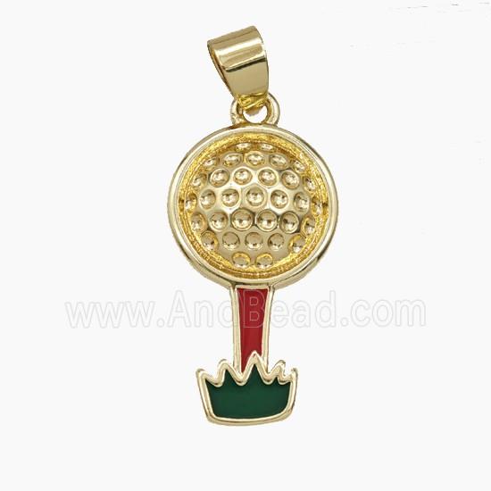 Copper Golf Ball Pendant Enamel Sports Gold Plated