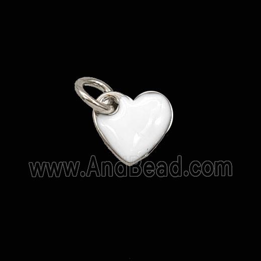 Copper Heart Pendant White Enamel Platinum Plated
