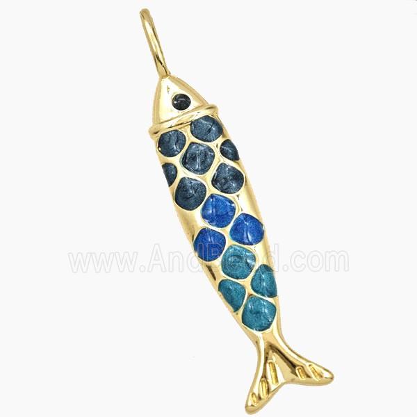 Copper Fish Pendant Multicolor Enamel Gold Plated