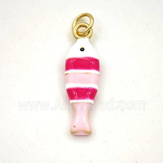 Copper Fish Pendant Multicolor Enamel Gold Plated