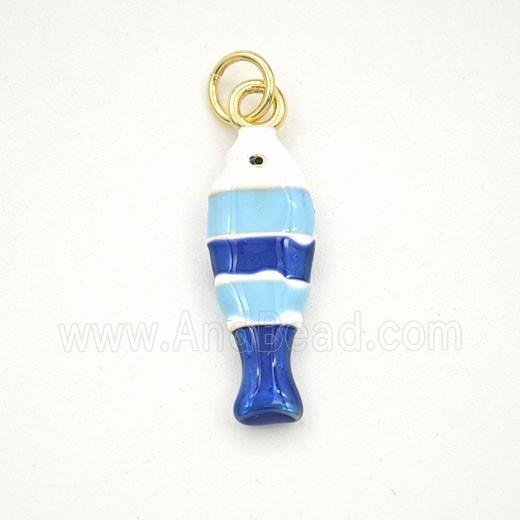 Copper Fish Pendant Multicolor Enamel Gold Plated