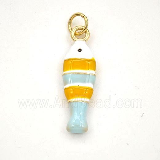 Copper Fish Pendant Multicolor Enamel Gold Plated