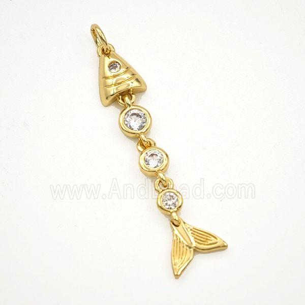 Copper Fish Pendant Pave Zirconia Gold Plated