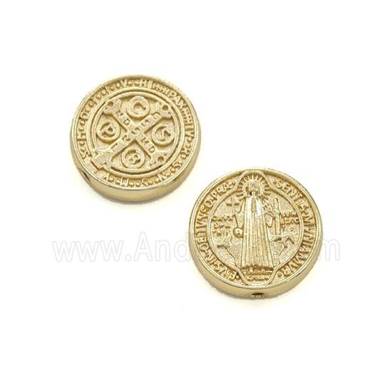 Copper Jesus Beads Coin Gold Plated