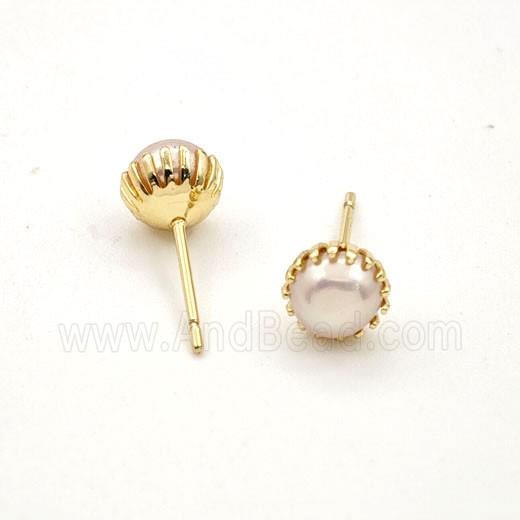 Copper Earring studs Pave Zircon, Gold Plated