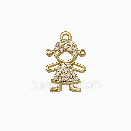 Copper Kids Girls Pendant Pave Zirconia Gold Plated