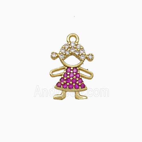 Copper Kids Girls Pendant Pave Zirconia Gold Plated