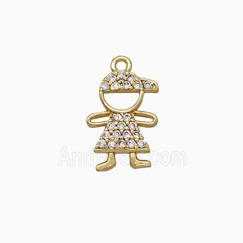 Copper Kids Boy Pendant Pave Zirconia Gold Plated