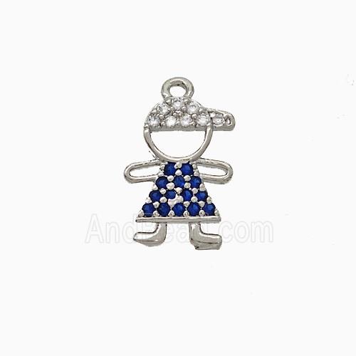 Copper Kids Boy Pendant Pave Zirconia Platinum Plated
