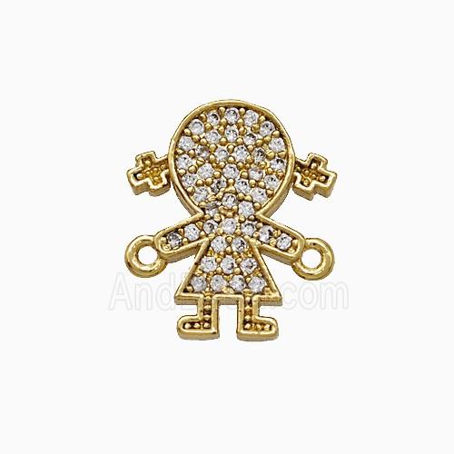 Copper Kids Girls Connector Pave Zirconia Gold Plated