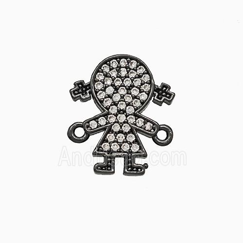 Copper Kids Girls Connector Pave Zirconia Black Plated