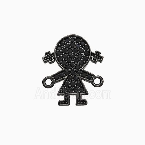 Copper Kids Girls Connector Pave Zirconia Black Plated