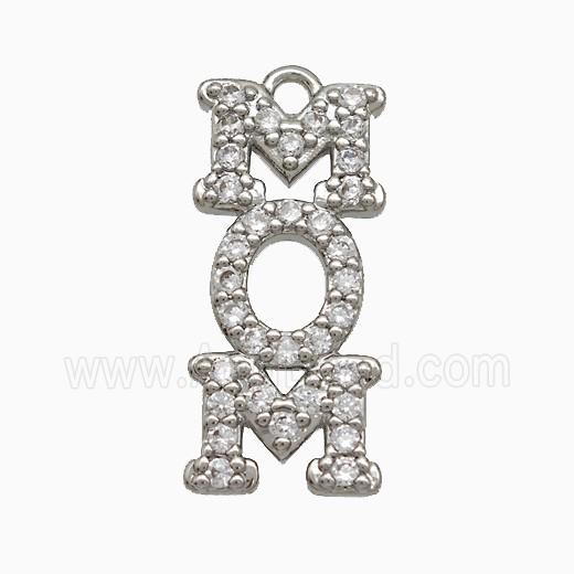 Copper MOM Pendant Pave Zirconia Platinum Plated