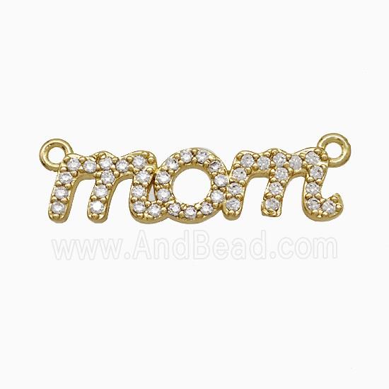 Copper MOM Pendant Pave Zirconia 2loops Gold Plated