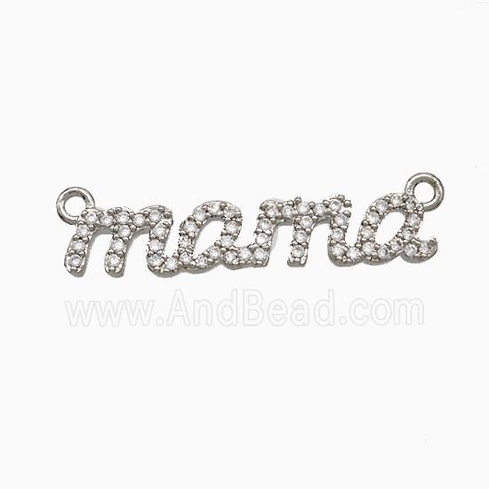 Copper Mama Pendant Pave Zirconia 2loops Platinum Plated