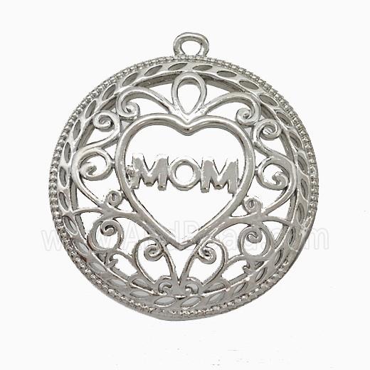 Copper Heart Mom Pendant Platinum Plated