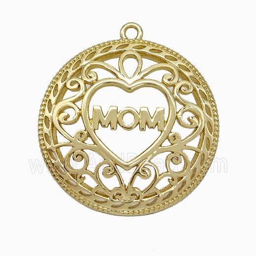 Copper Heart Mom Pendant Gold Plated