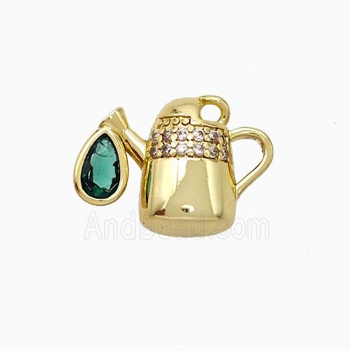 Copper TeaPot Pendant Pave Zirconia Gold Plated