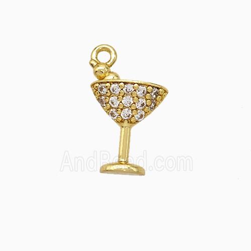 Ice Cream Bottle Drink Cup Charms Copper Pendant Pave Zirconia Gold Plated