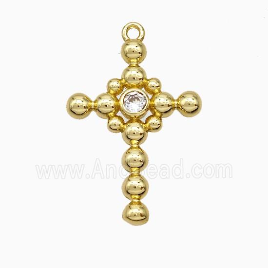 Copper Cross Pendant Pave Zirconia Gold Plated