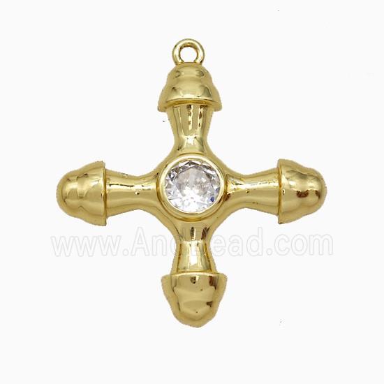 Copper Cross Pendant Pave Zirconia Gold Plated