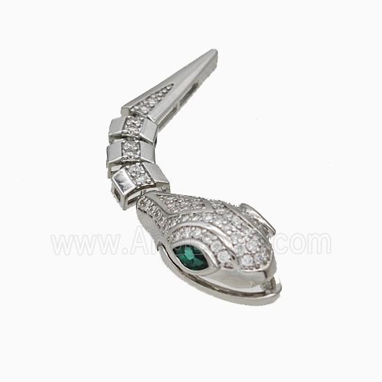 Copper Snake Pendant Micropave Zirconia Platinum Plated
