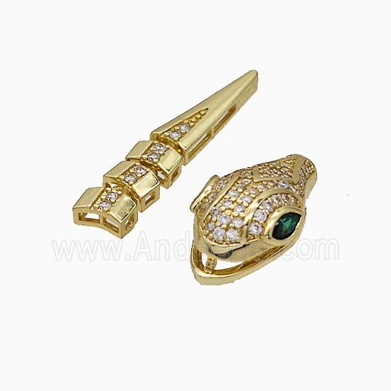 Copper Snake Pendant Micropave Zirconia Gold Plated