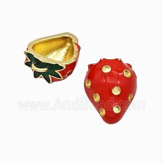 Copper Strawberry Pendant Red Enamel Gold Plated
