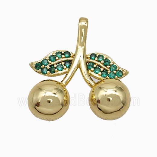 Copper Cherry Pendant Pave Zirconia Gold Plated