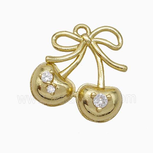 Copper Cherry Pendant Pave Zirconia Gold Plated