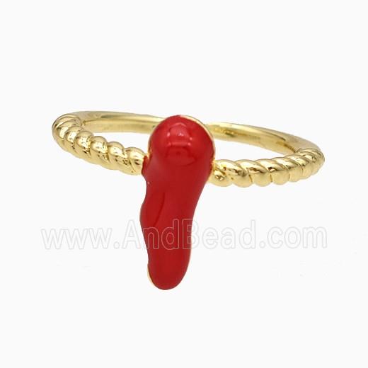 Copper Chili Rings Red Enamel Gold Plated