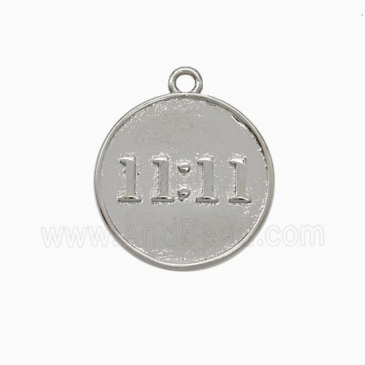 Copper Pendant Double Eleven Number 11 Circle Platinum Plated