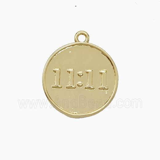 Copper Pendant Double Eleven Number 11 Circle Gold Plated